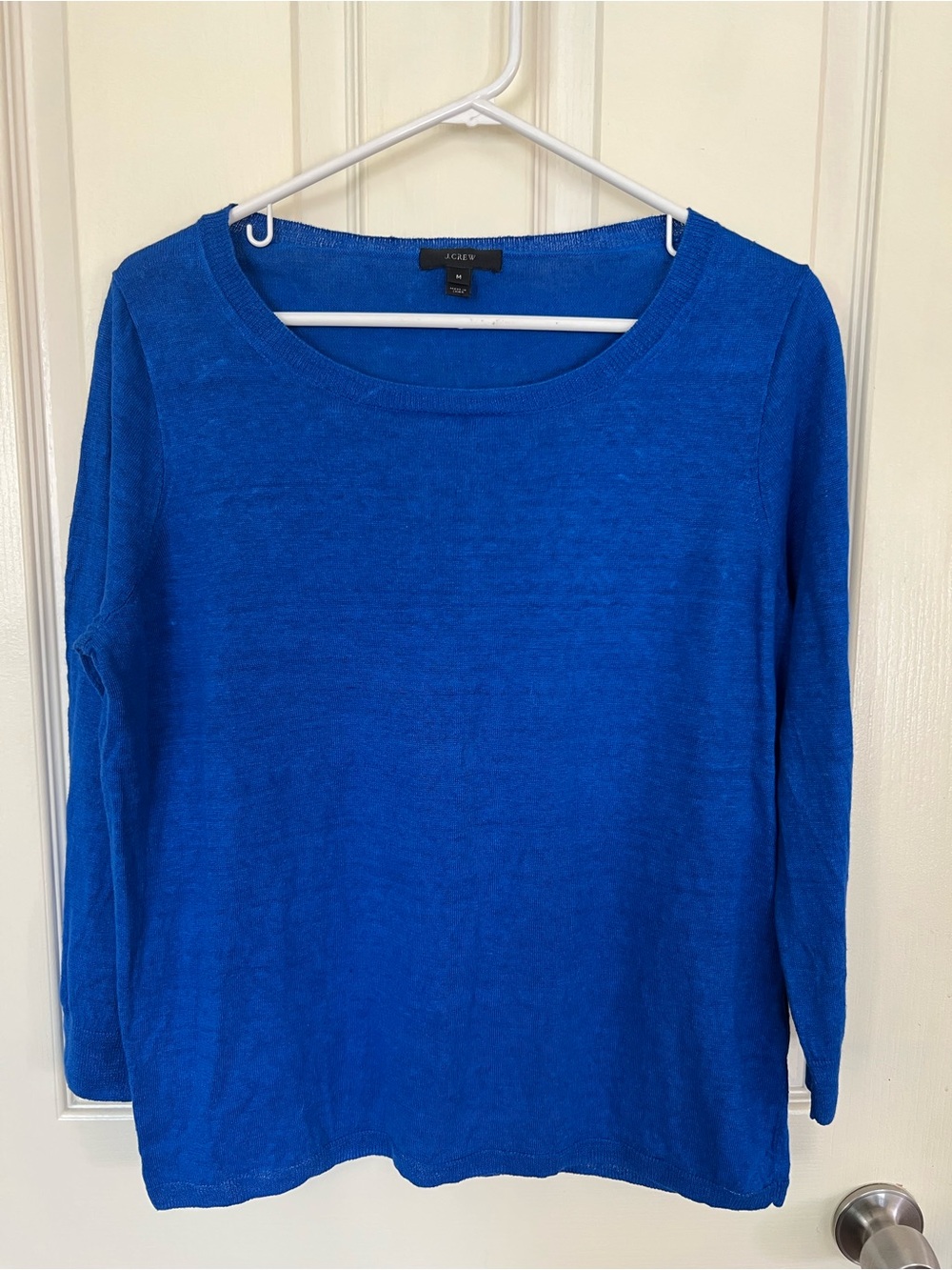 J.Crew 100% Linen Blue Scoop Neck Sweater Top Medium